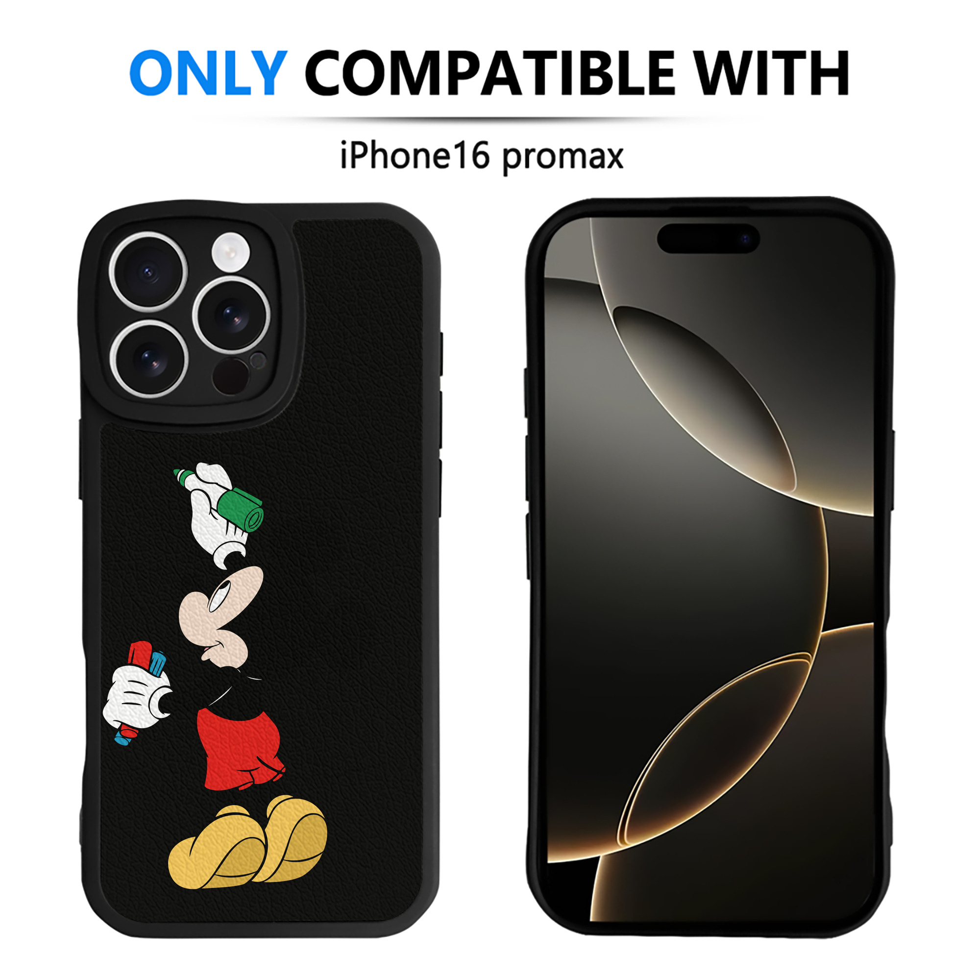 （画像用） ミッキーマウス Mickey Mouse 【iPhone 16シリーズ対応】シリコンスマホケース（レザー調） 材質：シリコン